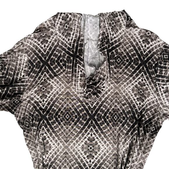 Porto Cruz Swimsuit Cover Up Small Black White Diamond Print Hooded Beach Shirt - Picture 10 of 10